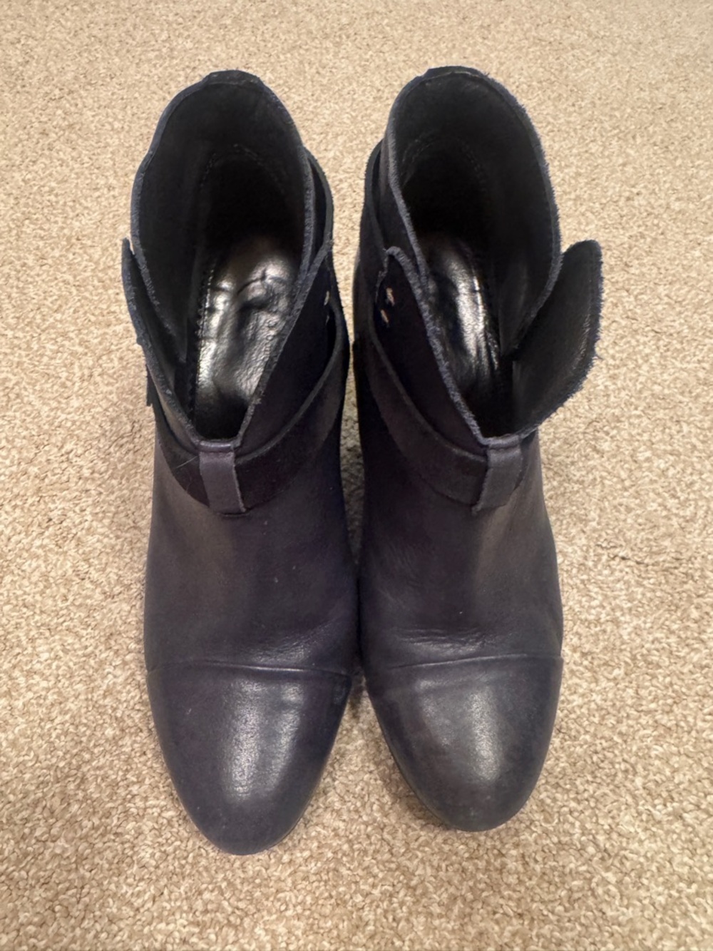 rag & bone Harrow Navy Leather Ankle Booties 6.5